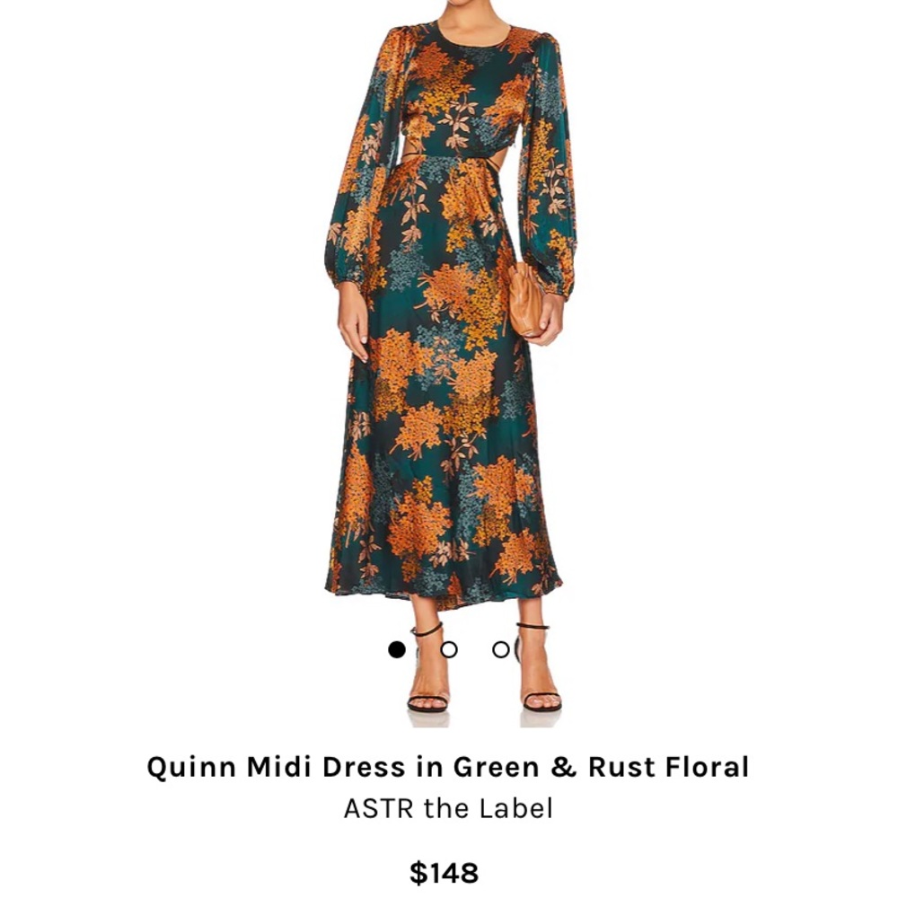 Revolve Quinn Midi Dress Green & Rust Floral